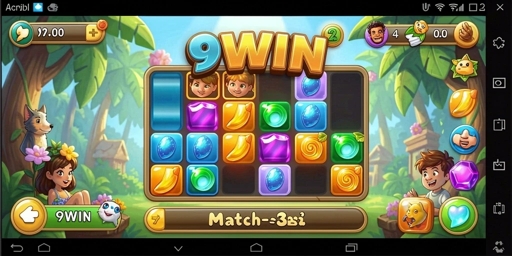Tampilan gameplay seru dari 9WIN, permainan Match-3 yang menantang.