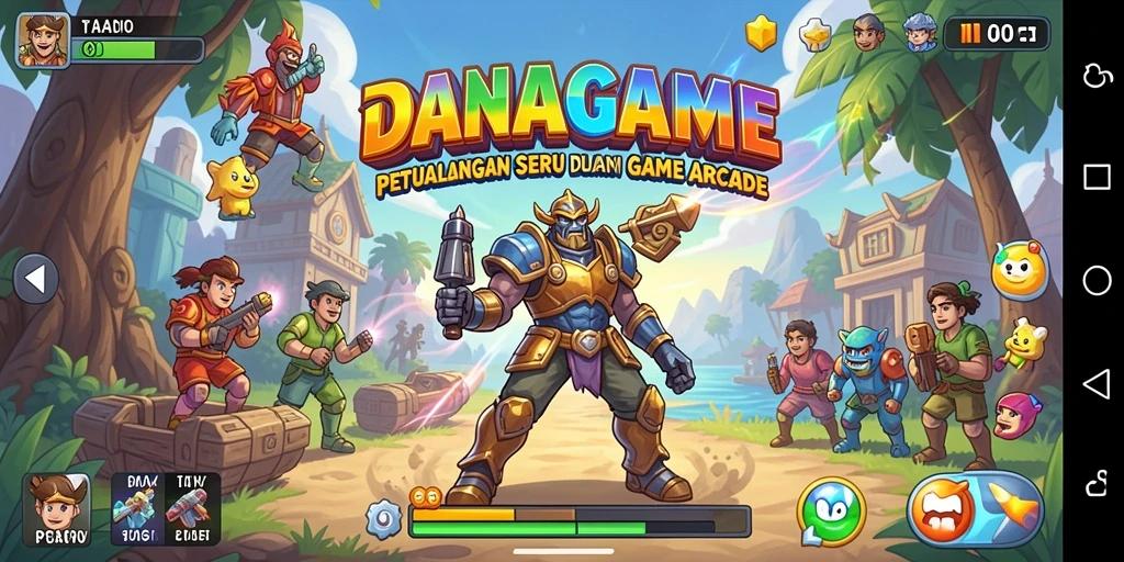 Gameplay seru DANAGAME yang penuh warna dan aksi cepat.