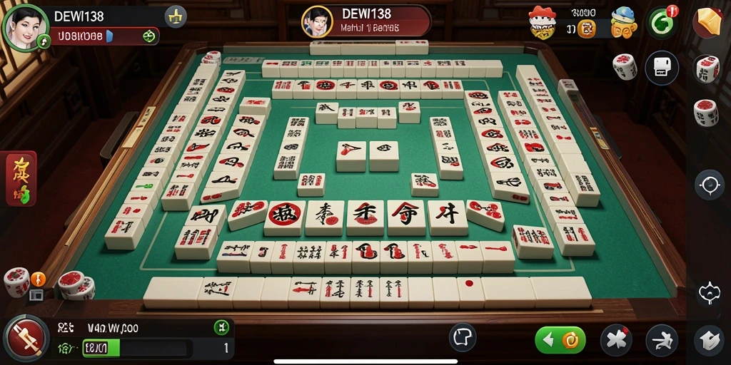 Tangkapan layar permainan DEWI138 yang menunjukkan antarmuka Mahjong yang menarik.