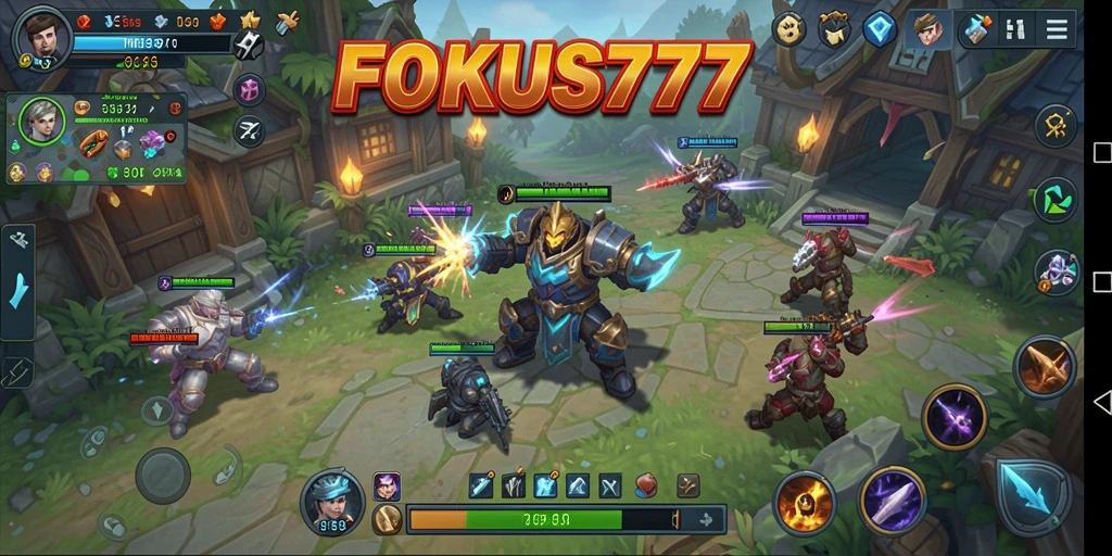 Screenshot gameplay FOKUS777 menampilkan pertempuran strategis yang intens.
