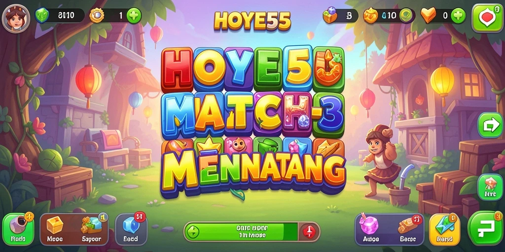 Tampilan menarik dari gameplay Match-3 yang seru dan penuh warna.