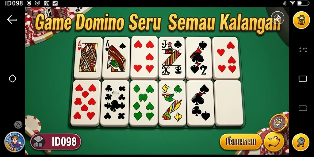 Tampilan gameplay seru ID098 dalam permainan Domino.