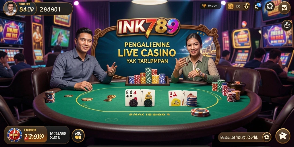 Tampilan gameplay Live Casino yang mendebarkan dan interaktif dari INK789.