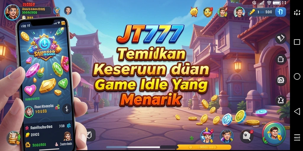 Tampilan gameplay JT777 menampilkan aksi karakter yang mengumpulkan sumber daya.