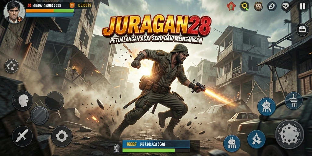 Tampilan menegangkan aksi gameplay JURAGAN28, penuh tantangan dan seru.
