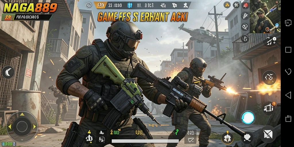 Tampilan screenshot NAGA889 yang menunjukkan aksi menembak intens.