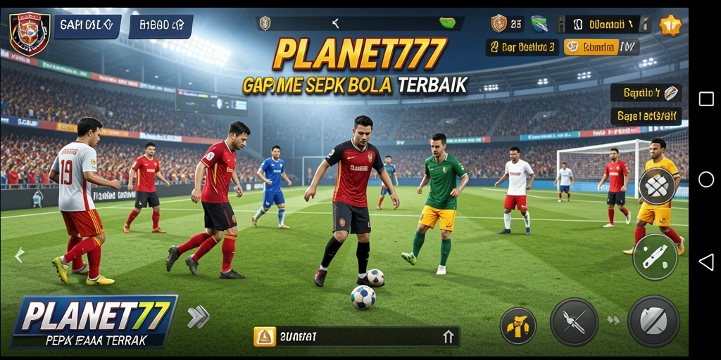 Gameplay seru dalam PLANET77 dengan aksi sepak bola yang mendebarkan.