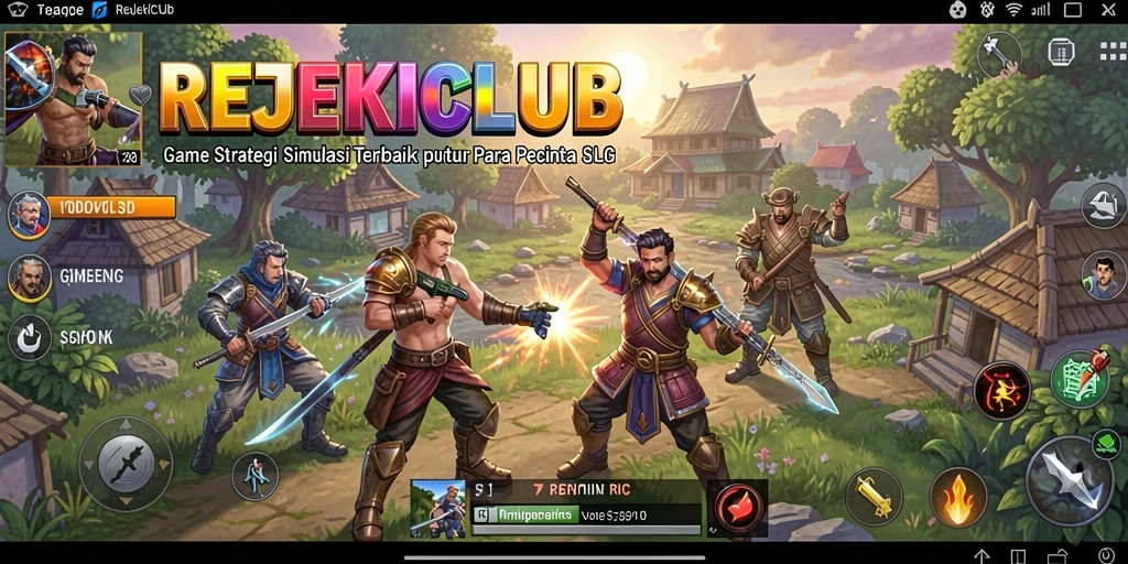 Screenshot gameplay REJEKICLUB yang menampilkan pembangunan kerajaan.