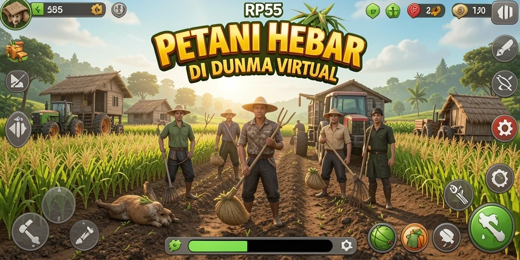 Tampilan indah gameplay RP55 saat bertani di ladang.