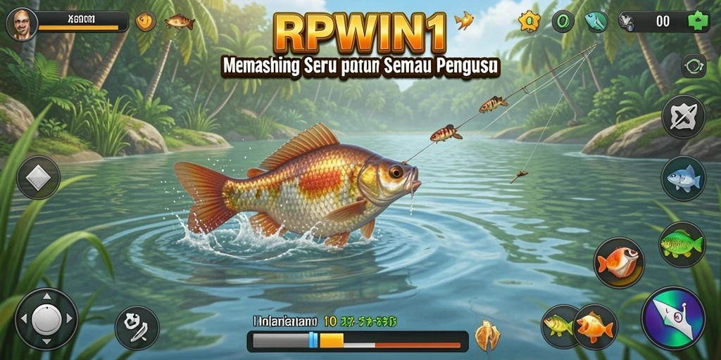 Tampilan gameplay RPWIN1 yang menampilkan suasana memancing yang seru.