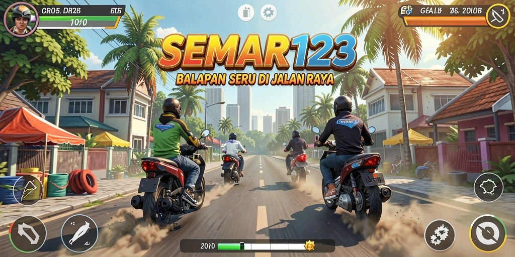 Tampilan gameplay balapan yang mendebarkan di SEMAR123.
