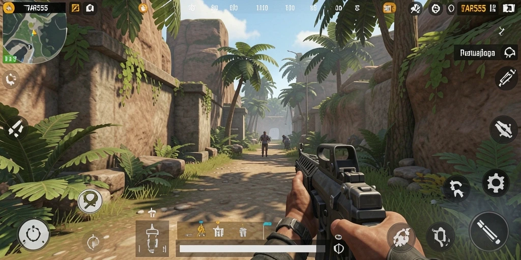 Screenshot TAR555 menampilkan aksi gameplay TPS yang mendebarkan.