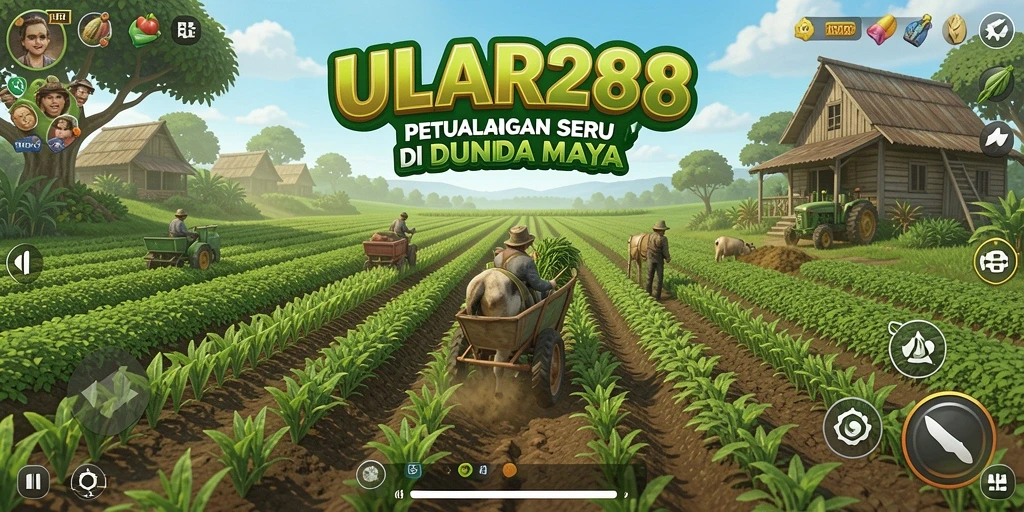 Tangkapan layar utama ULAR288 menunjukkan kebun yang rimbun dan hewan peliharaan.