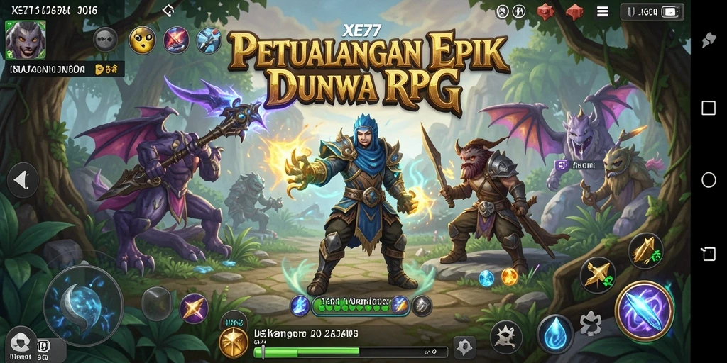 Tangkapan layar gameplay XE77 yang menampilkan aksi petualangan RPG.